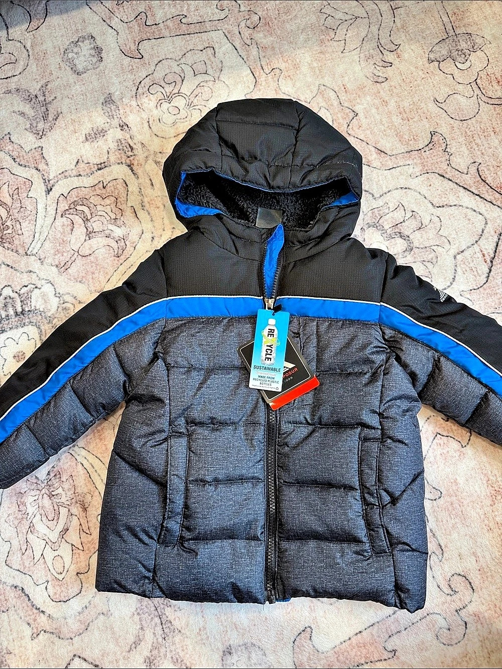 Zero Xposure Puffer Jacket Boys 3T Black & Blue NWT